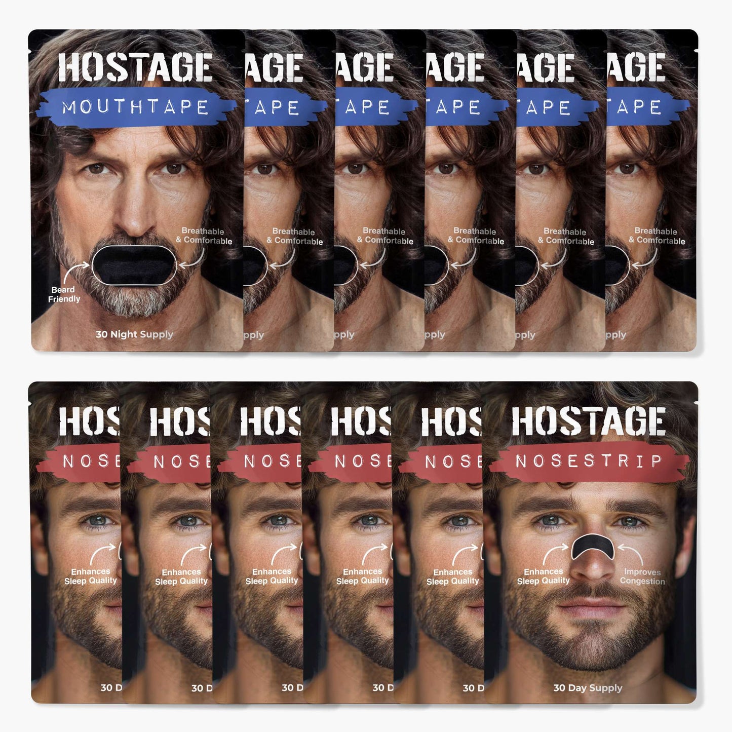 Hostage Mouth Tape + Nose Strip Bundle 6 Months Each (Meta 50% Off)