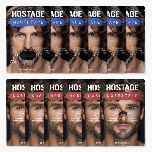 Hostage Mouth Tape + Nose Strip Bundle 6 Months Each (Meta 50% Off)