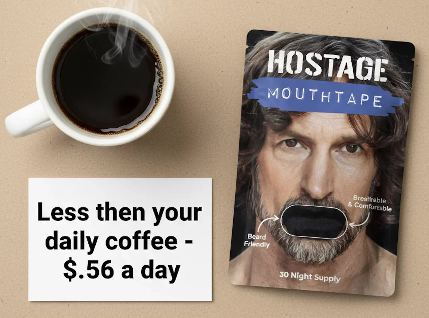 Hostage Mouth Tape + Nose Strip Bundle 6 Months Each (Meta 50% Off)