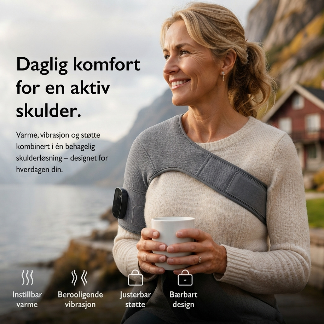 Skulderstøtte med varme, vibrasjon og støtte