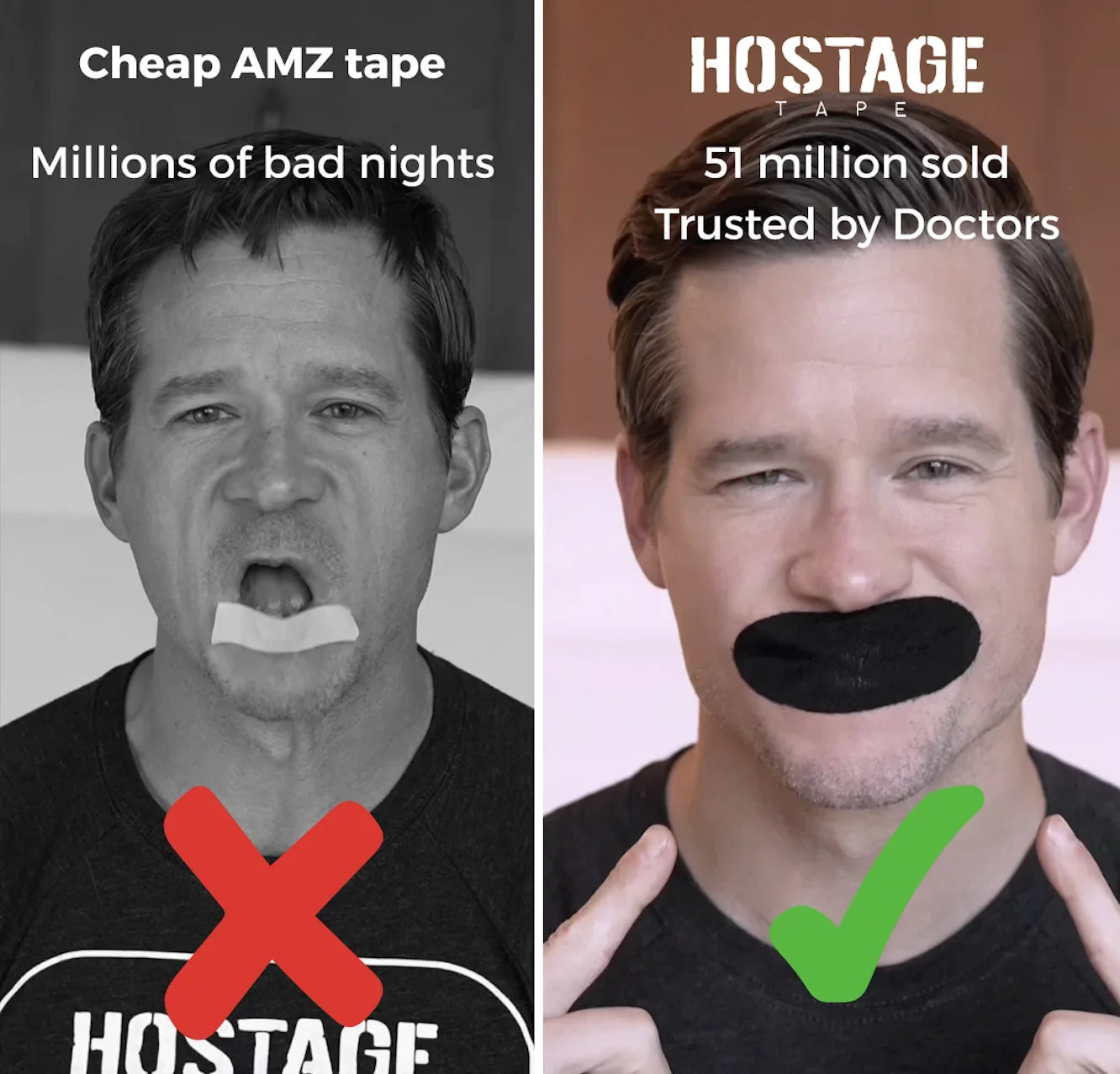 Hostage Mouth Tape + Nose Strip Bundle 6 Months Each (Meta 50% Off)
